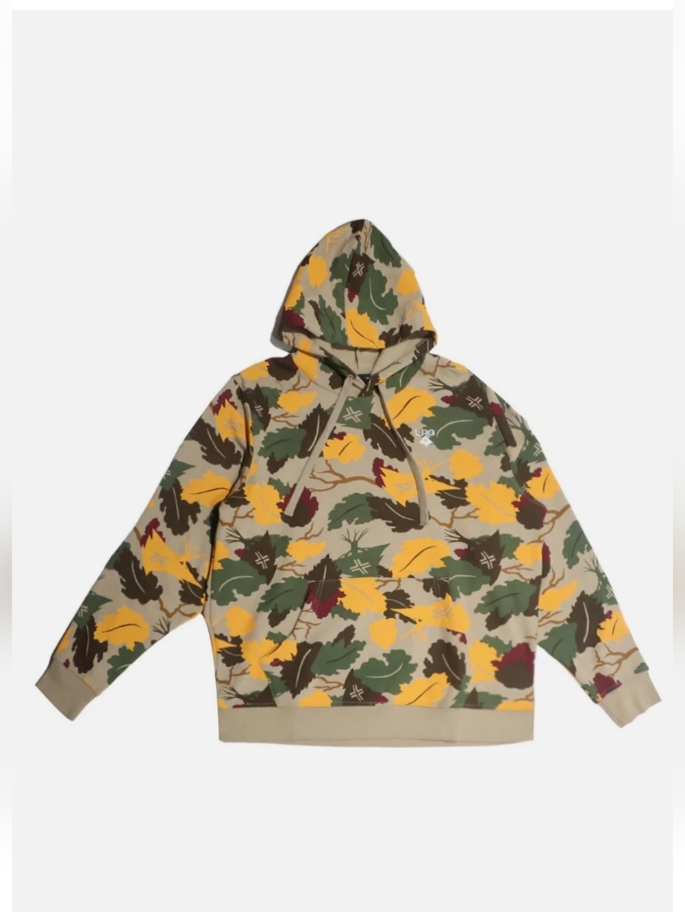 NWT Men's LRG Camouflage Leaf Print Hoodie - Yellow Green Brown